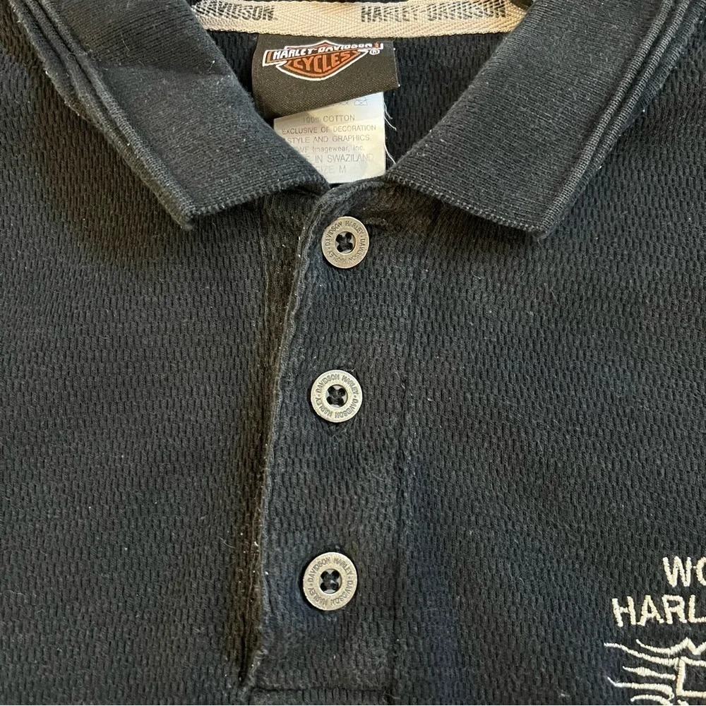 Harley Davidson HD Men’s Woodstock Long Sleeve Polo Black Size M